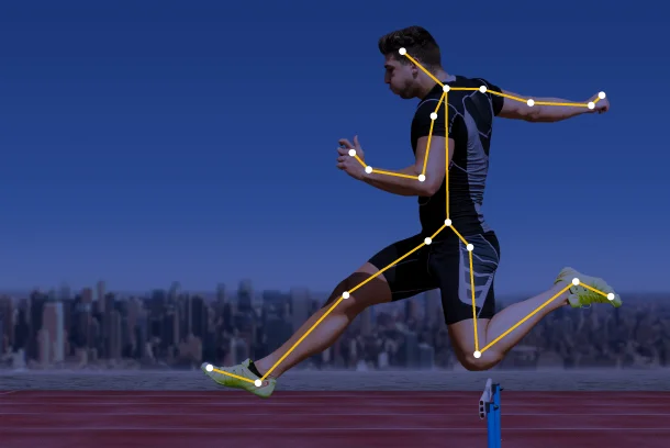 Athlète en course sur un stade